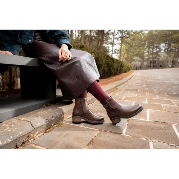 Remonte D1A82-22 women's brown leather side zip ankle boots, lifestyle view 1 of 5.