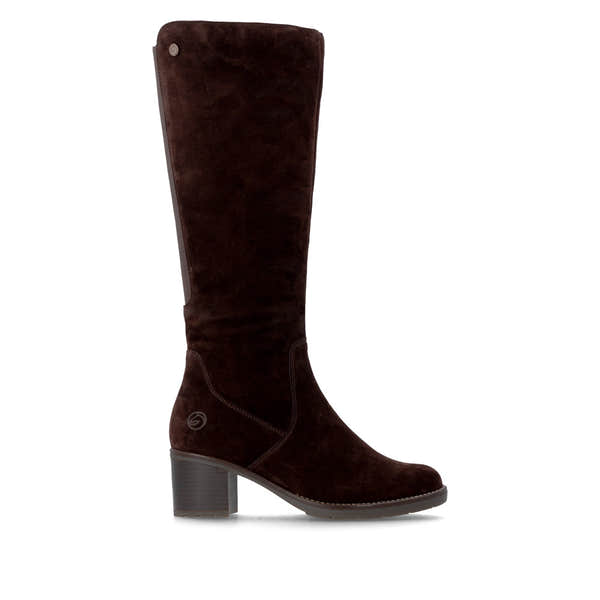 Remonte D2A78-25 women's brown leather side zip long boots, opposite side view.