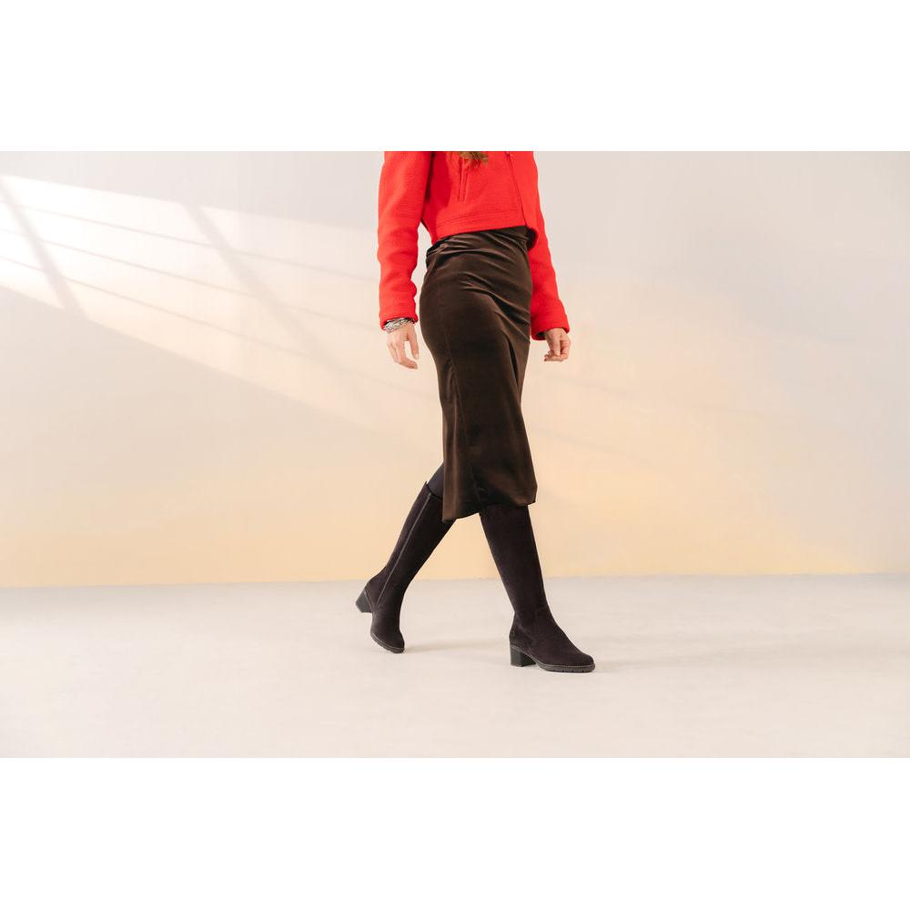 Remonte D2A78-25 women's brown leather side zip long boots, lifestyle view 1 of 3.