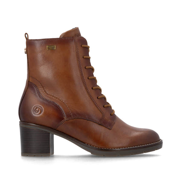 Remonte D2A80-24 women's brown leather water resistant zip & lace ankle boots, opposite side view.