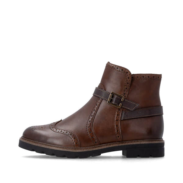 Remonte D2Q74-22 women's brown leather side zip mid-calf boots, inner side view.