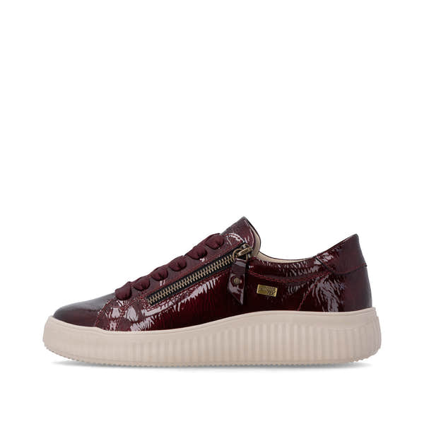 Remonte D3E07-35 women's wide red water resistant vegan zip & lace shoes, inner side view.