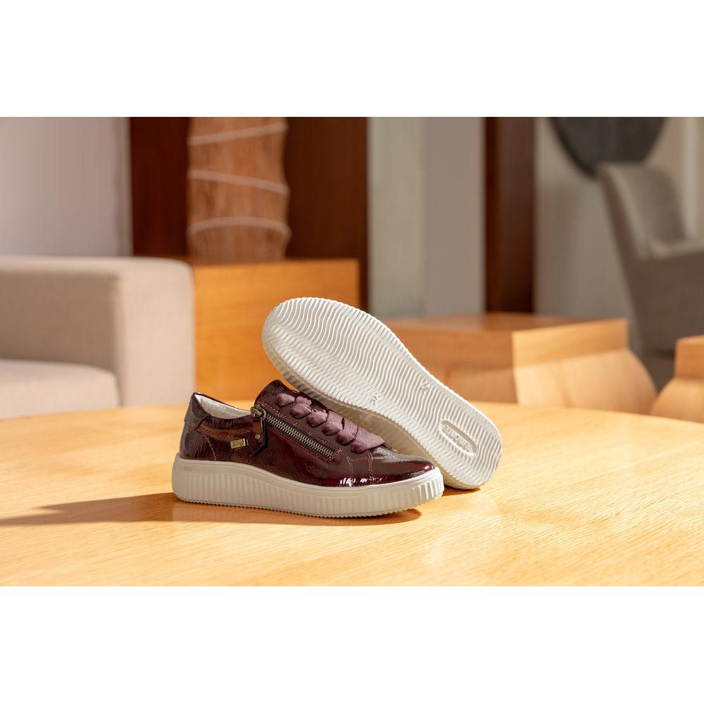 Remonte D3E07-35 women's wide red water resistant vegan zip & lace shoes, lifestyle view 7 of 10.
