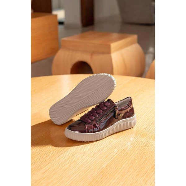 Remonte D3E07-35 women's wide red water resistant vegan zip & lace shoes, lifestyle view 9 of 10.
