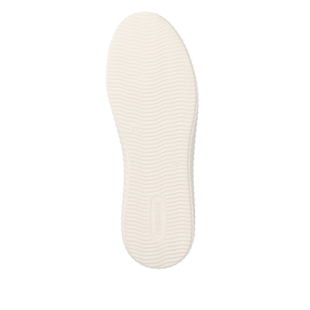 Remonte D3E07-64 women's wide brown water resistant vegan zip & lace shoes, sole and tread view.