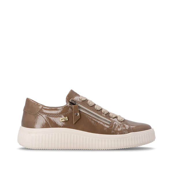 Remonte D3E07-64 women's wide brown water resistant vegan zip & lace shoes, opposite side view.
