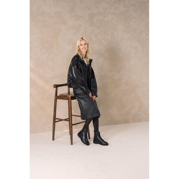 Remonte D3S71-00 women's wide black leather zip & lace ankle boots, lifestyle view 8 of 8.