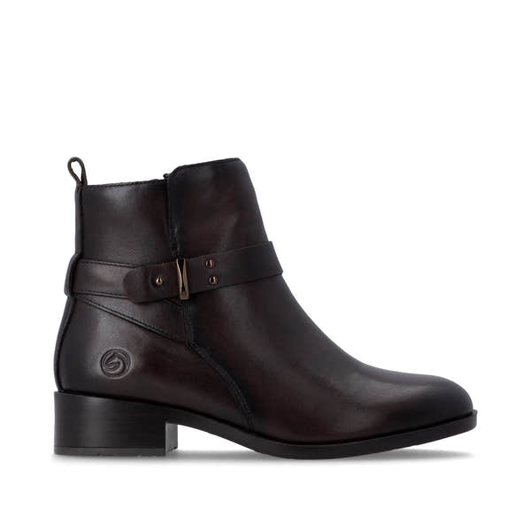 Remonte D3U72-25 women's wide brown leather side zip ankle boots, opposite side view.