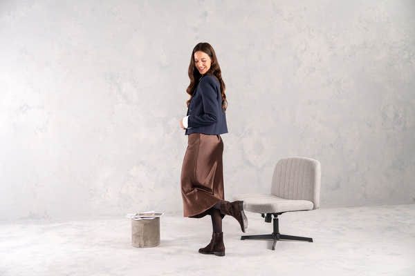 Remonte D3U73-25 women's wide brown suede side zip ankle boots, lifestyle view 6 of 20.
