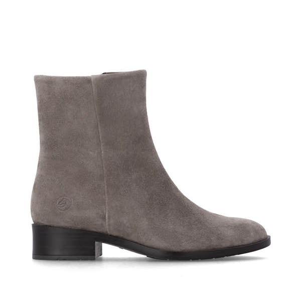 Remonte D3U73-42 women's wide grey suede side zip ankle boots, opposite side view.