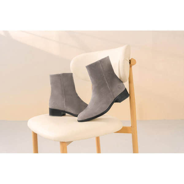 Remonte D3U73-42 women's wide grey suede side zip ankle boots, lifestyle view 1 of 9.