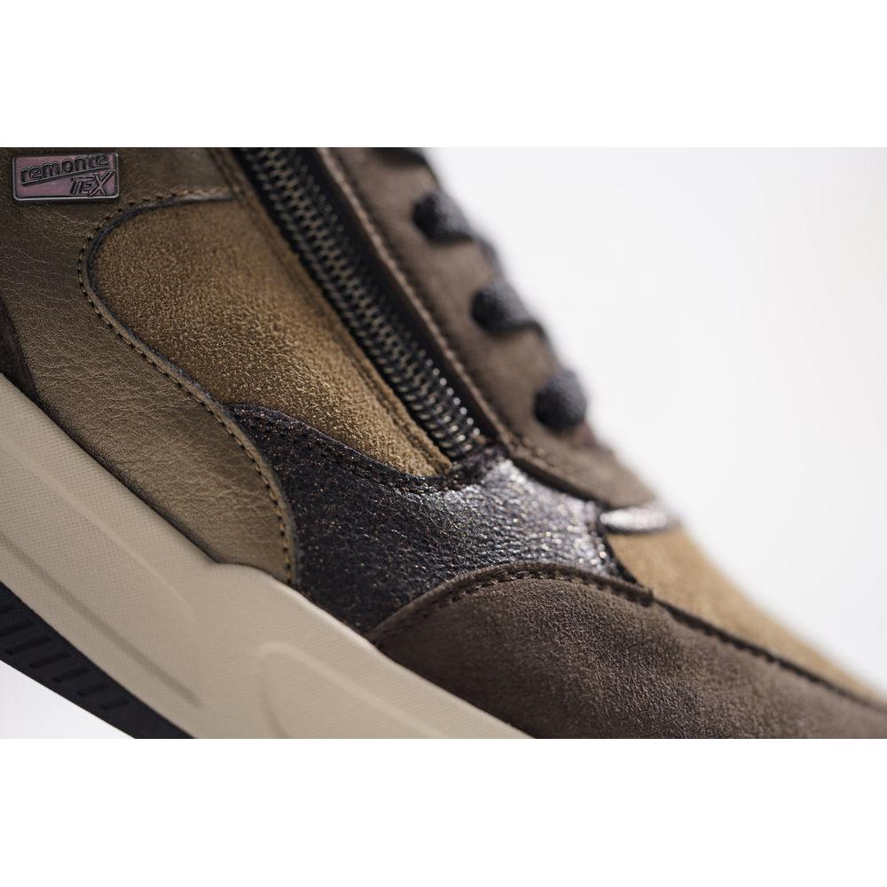 Remonte D3V00-25 women's wide brown suede water resistant zip & lace shoes, lifestyle view 1 of 1.