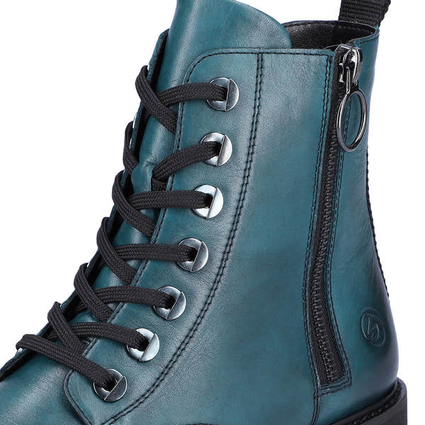 Remonte D8671-12 women's petrol leather zip & lace ankle boots, lifestyle view.