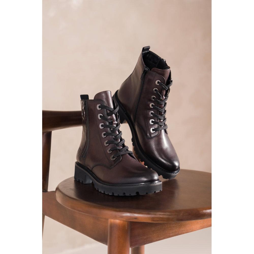 Remonte D8671-25 women's wide brown leather zip & lace ankle boots, lifestyle view 1 of 7.