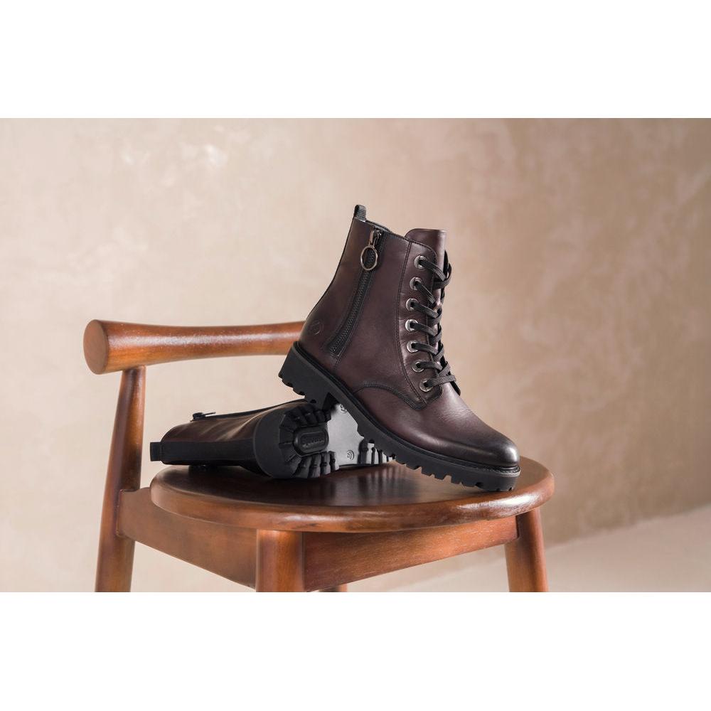 Remonte D8671-25 women's wide brown leather zip & lace ankle boots, lifestyle view 3 of 7.