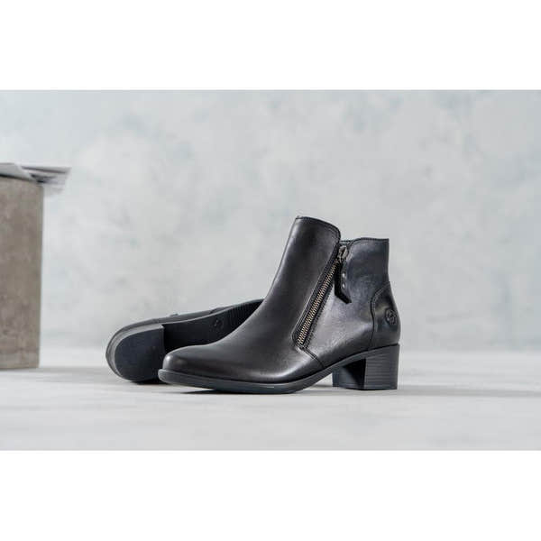Remonte R5190-00 women's black leather side zip ankle boots, lifestyle view 2 of 8.