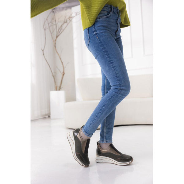 Remonte D0T08-54 Ladies Wide Green Vegan Front Zip Shoes