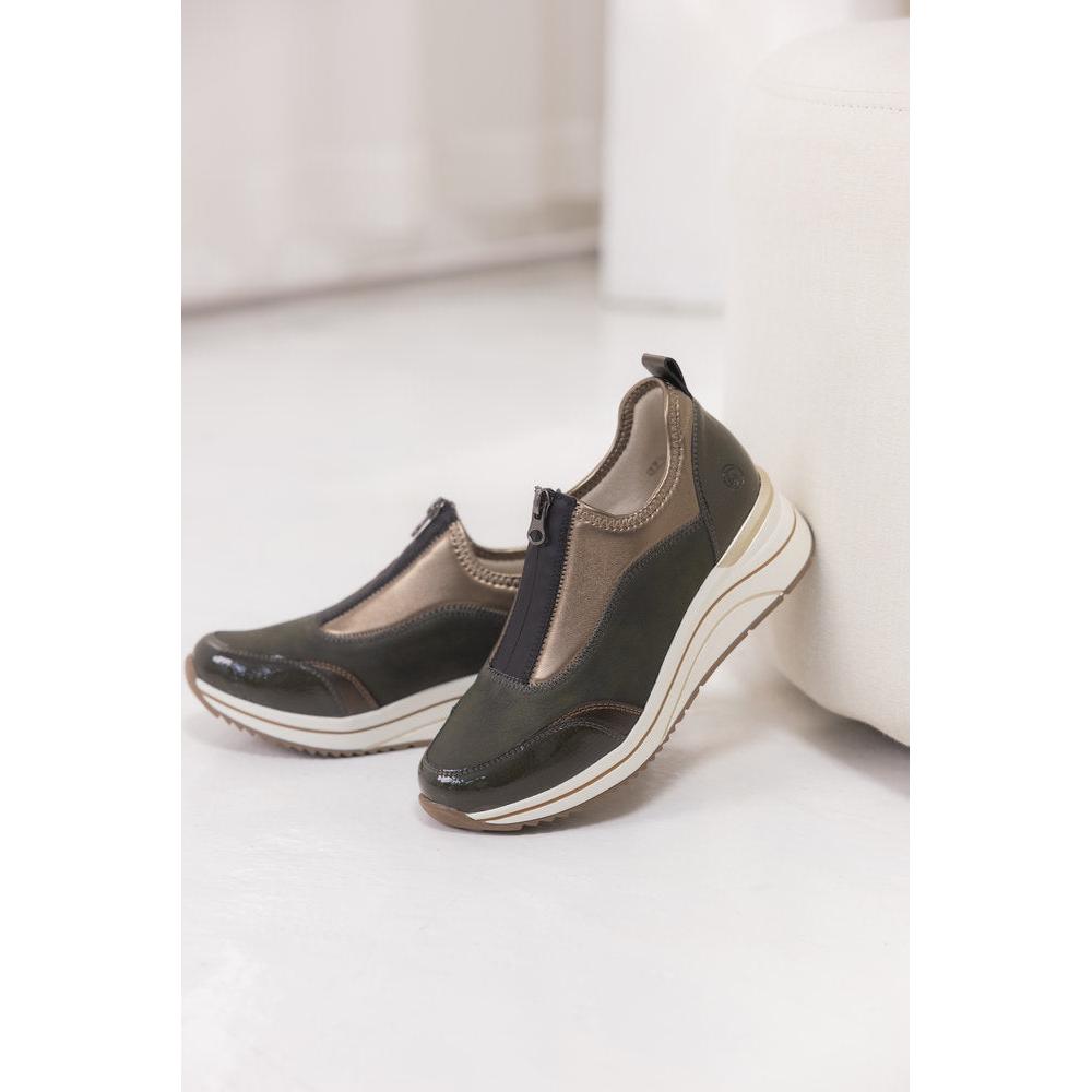 Remonte D0T08-54 Ladies Wide Green Vegan Front Zip Shoes