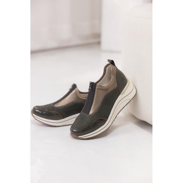 Remonte D0T08-54 Ladies Wide Green Vegan Front Zip Shoes