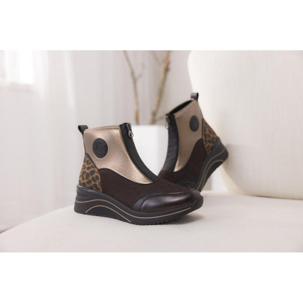 Remonte D0T78-90 Ladies Wide Metallic Vegan Front Zip Ankle Boots