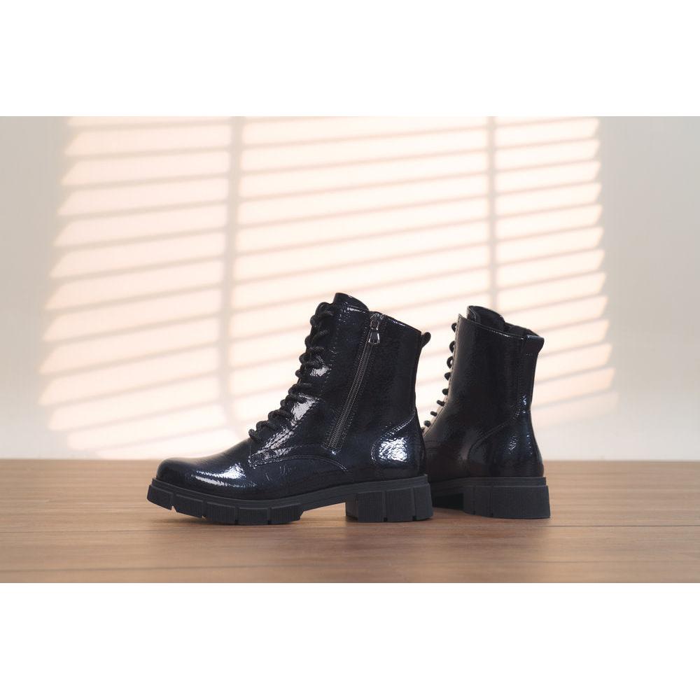 Remonte D2S72-14 Ladies Wide Midnight Vegan Zip & Lace Ankle Boots