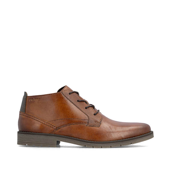 Rieker 13902-24 men's wide brown leather lace up ankle boots, opposite side view.