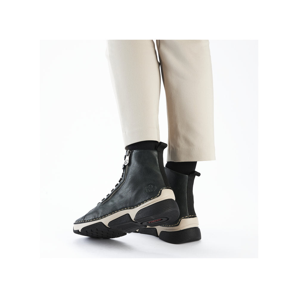 Rieker 45920-54 women's green zip & lace ankle boots, lifestyle view 6 of 6.