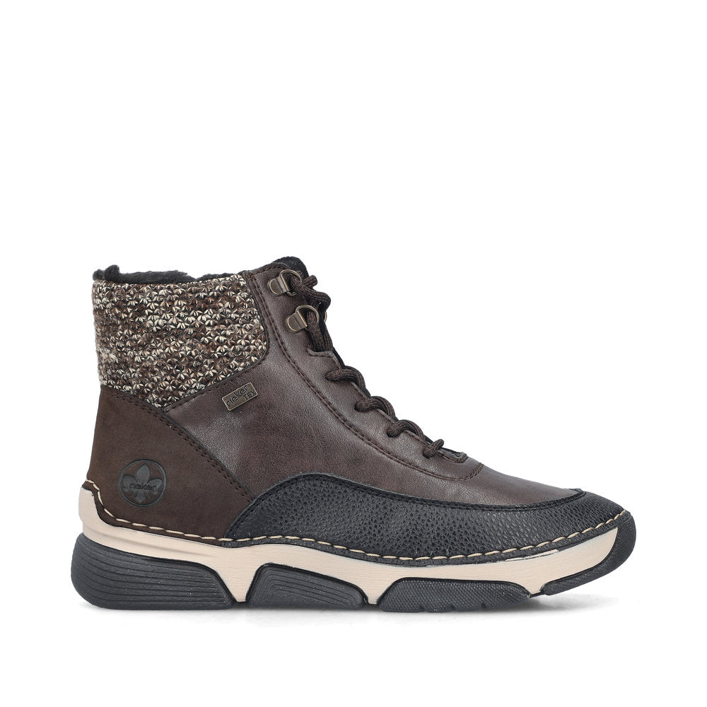 Rieker 45956-25 women's multi water resistant zip & lace ankle boots, opposite side view.