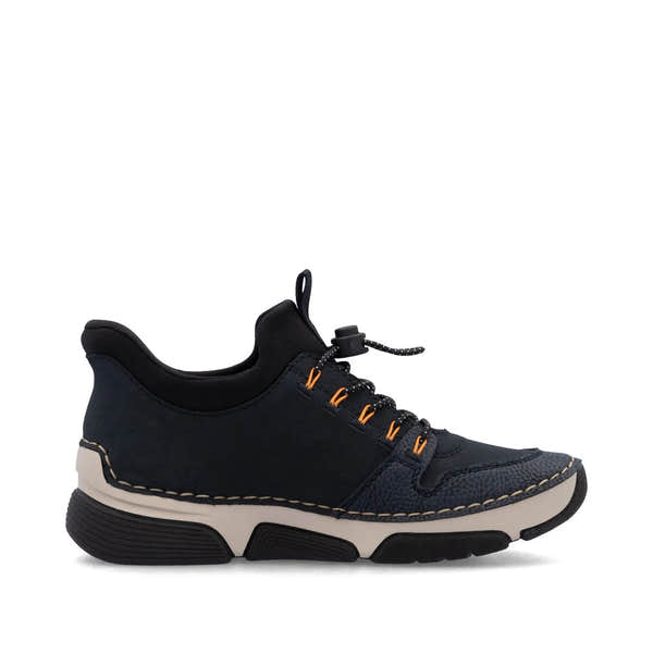Rieker 45963-14 Ready2Go Ladies Blue Elasticated Shoes, outer side view.