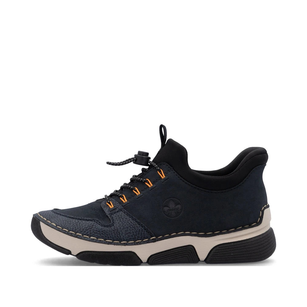 Rieker 45963-14 Ready2Go Ladies Blue Elasticated Shoes, inner side view.