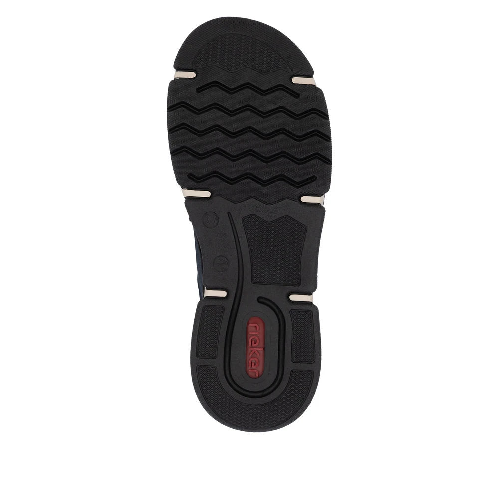 Rieker 45963-14 Ready2Go Ladies Blue Elasticated Shoes, sole and tread view.