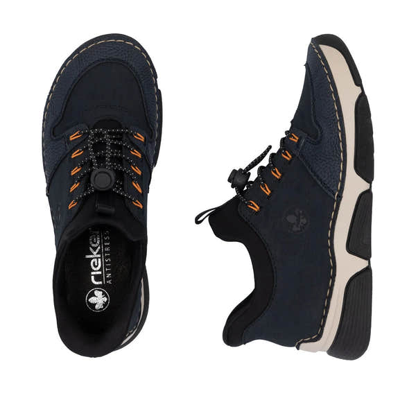Rieker 45963-14 Ready2Go Ladies Blue Elasticated Shoes, two-angle product view.