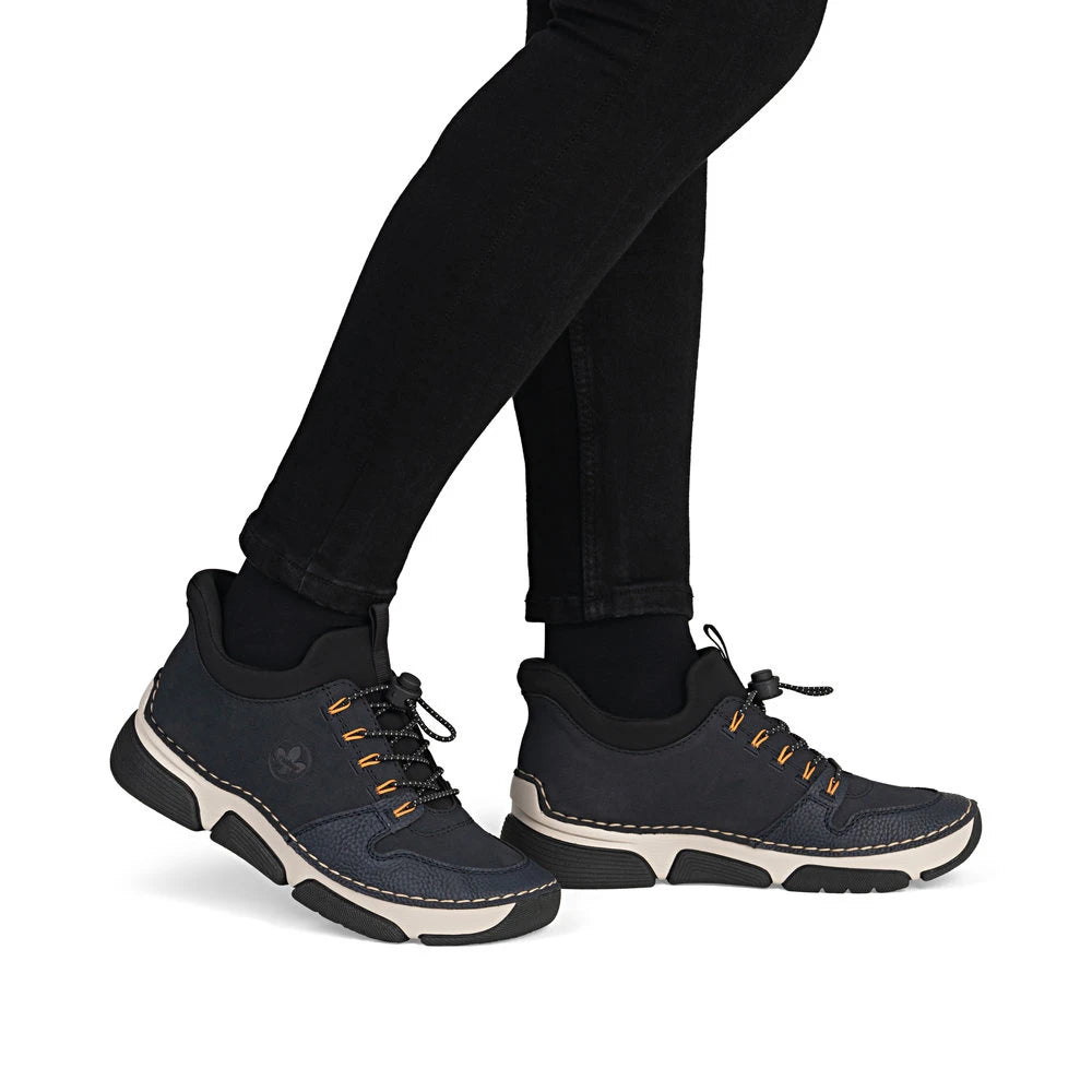 Rieker 45963-14 Ready2Go Ladies Blue Elasticated Shoes, on-foot lifestyle view.