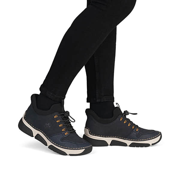 Rieker 45963-14 Ready2Go Ladies Blue Elasticated Shoes, on-foot lifestyle view.