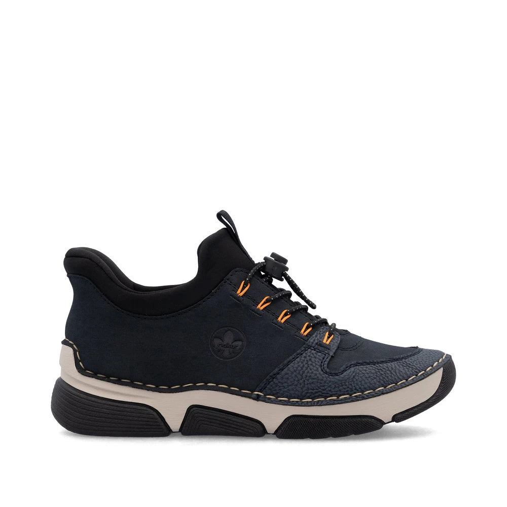 Rieker 45963-14 Ready2Go Ladies Blue Elasticated Shoes, opposite side view.