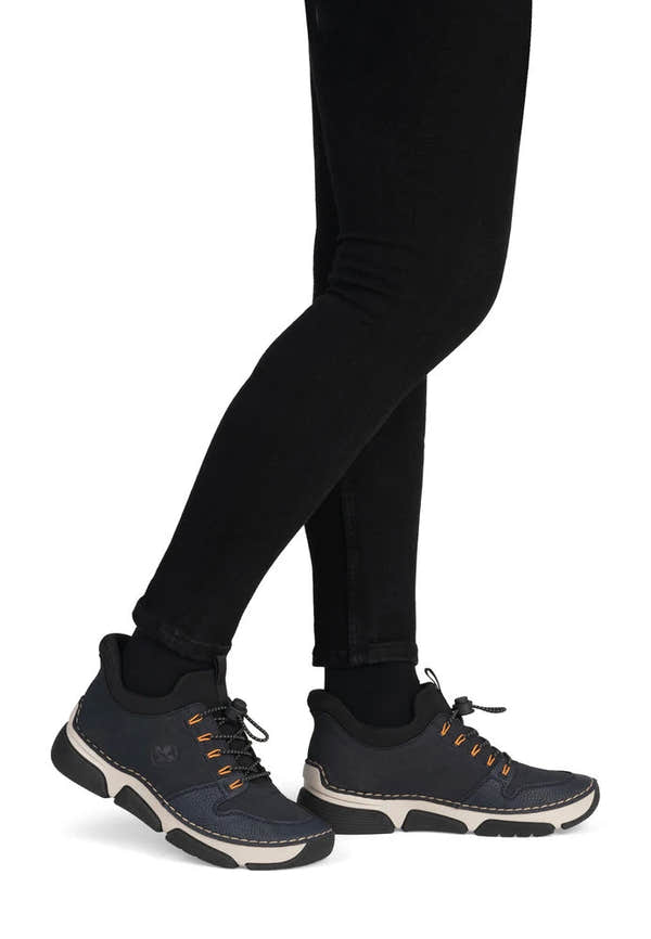Rieker 45963-14 Ready2Go Ladies Blue Elasticated Shoes, on-foot lifestyle view.