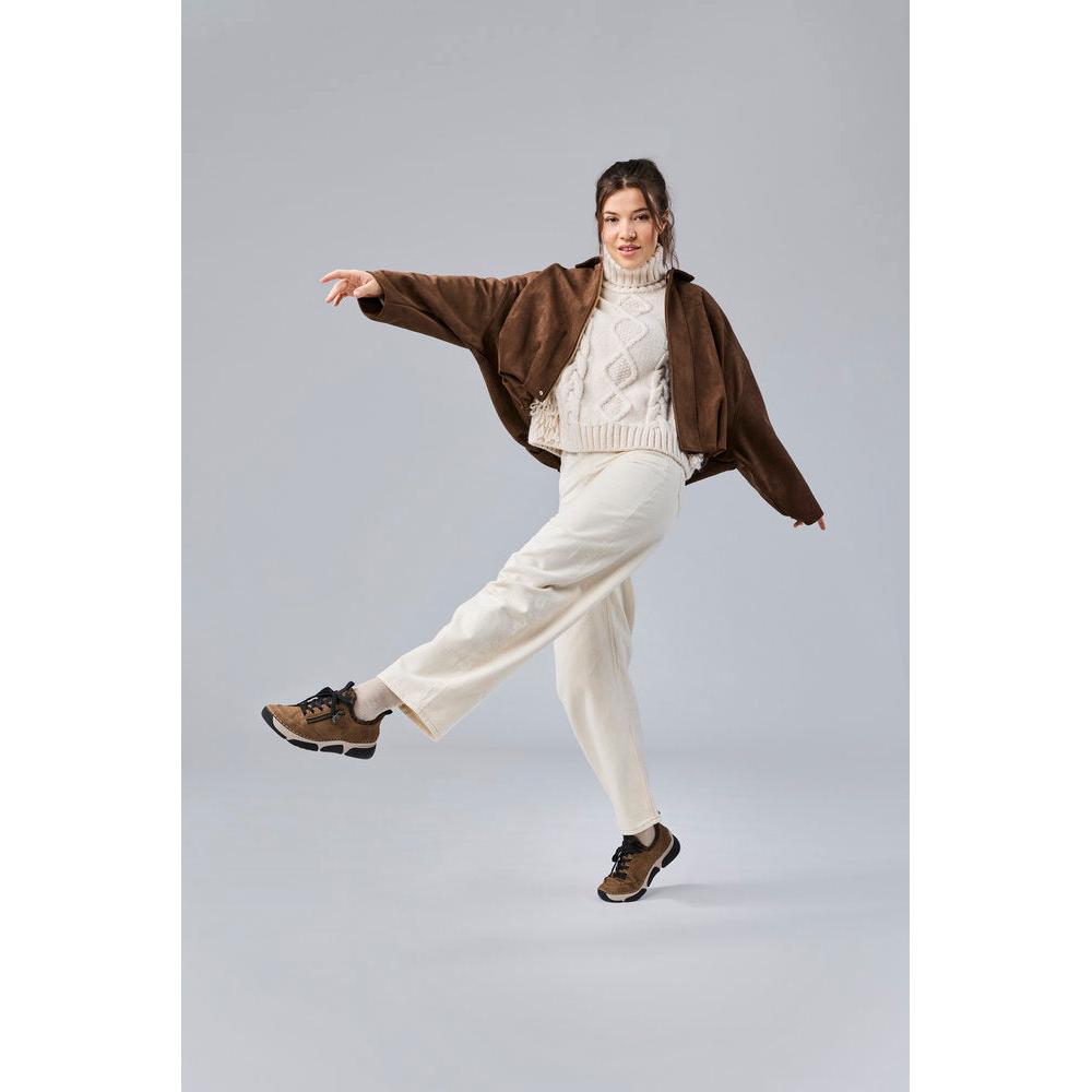 Rieker 45973-24 women's brown elasticated shoes, lifestyle view 4 of 30.