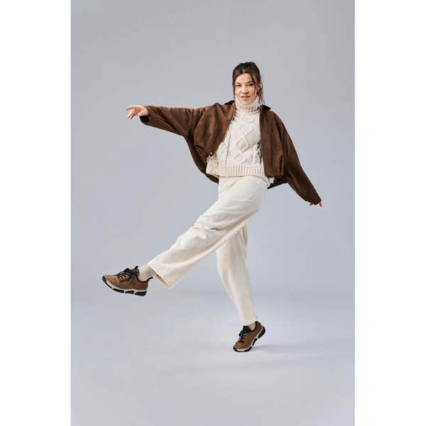 Rieker 45973-24 women's brown elasticated shoes, lifestyle view 4 of 30.