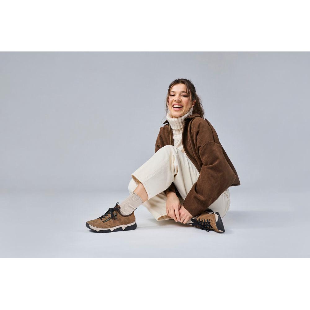 Rieker 45973-24 women's brown elasticated shoes, lifestyle view 5 of 30.