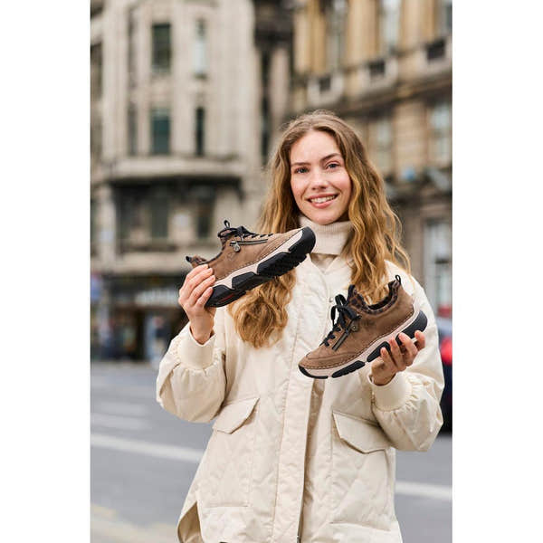 Rieker 45973-24 women's brown elasticated shoes, lifestyle view 10 of 30.