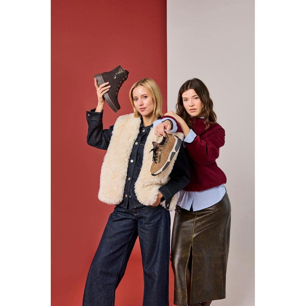 Rieker 45973-24 women's brown elasticated shoes, lifestyle view 16 of 30.