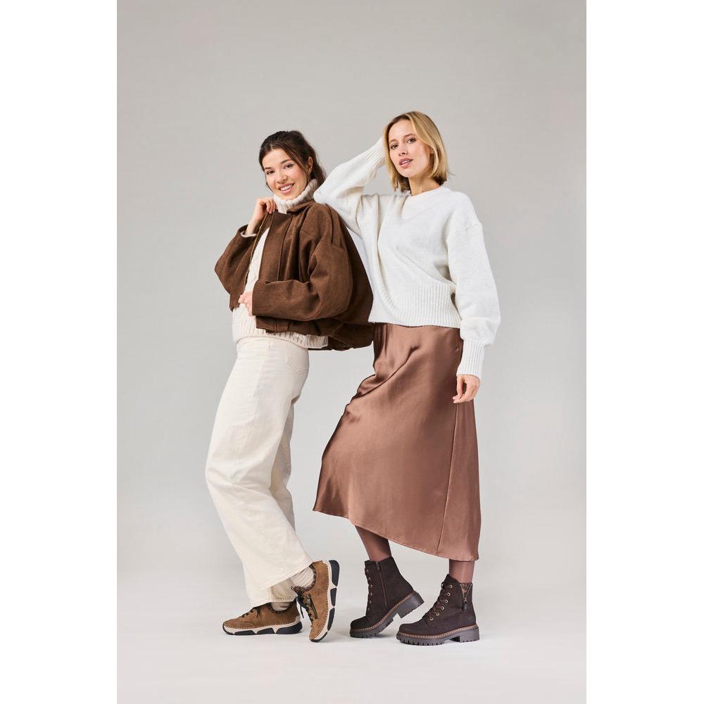 Rieker 45973-24 women's brown elasticated shoes, lifestyle view 23 of 30.