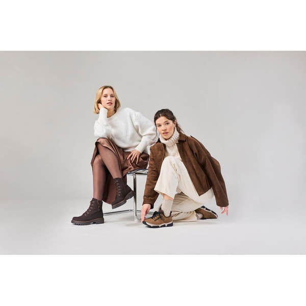 Rieker 45973-24 women's brown elasticated shoes, lifestyle view 26 of 30.