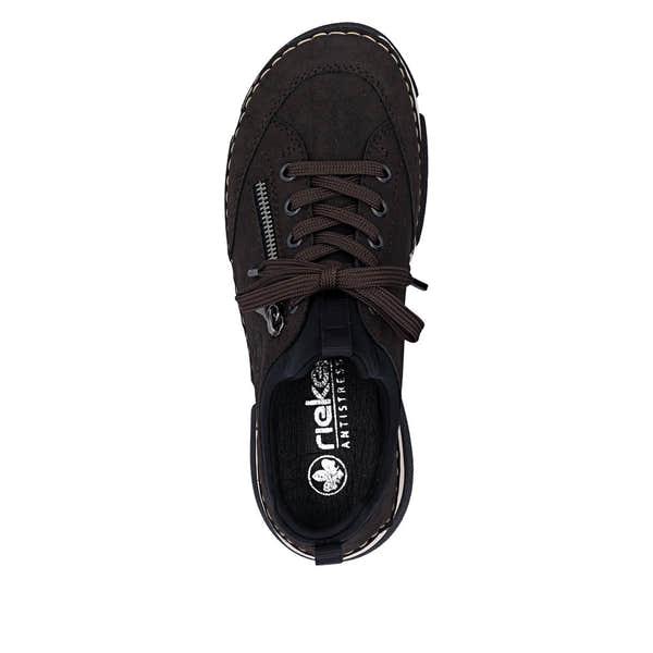 Rieker 45973-25 women's black elasticated shoes, top view.