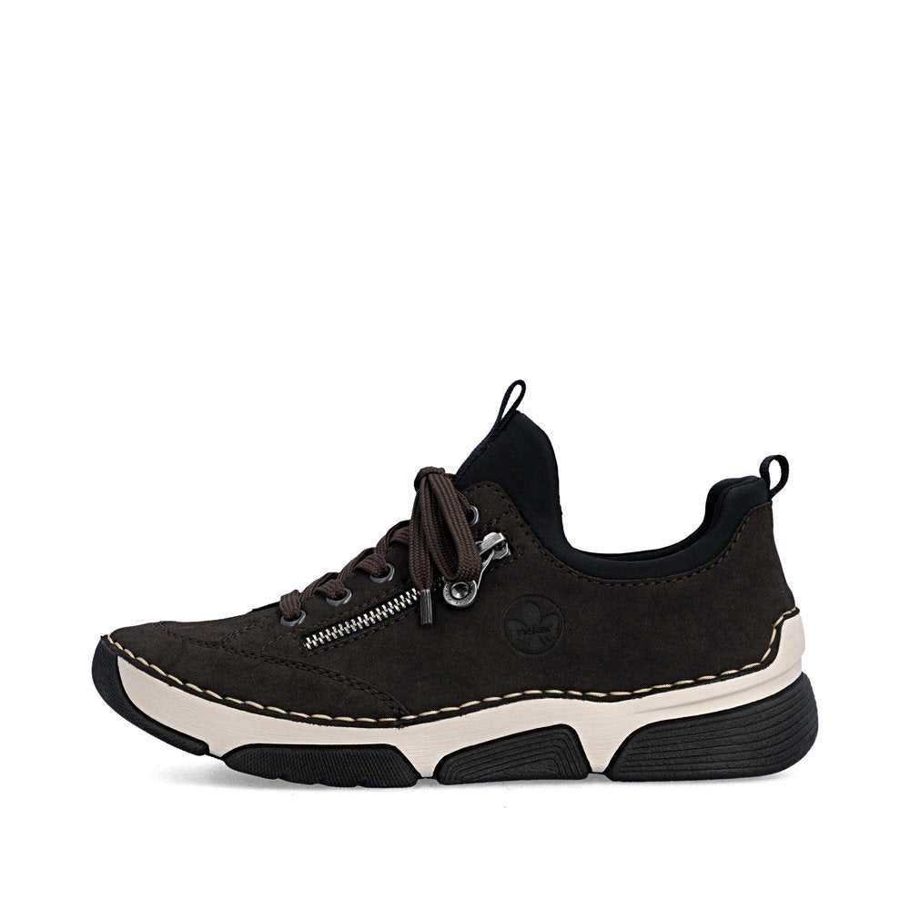 Rieker 45973-25 women's black elasticated shoes, inner side view.