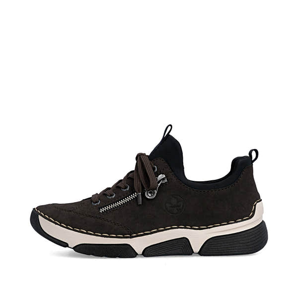 Rieker 45973-25 women's black elasticated shoes, inner side view.