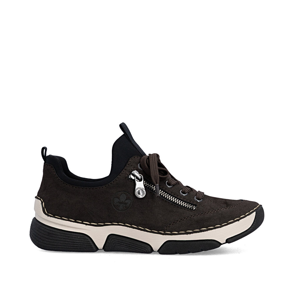 Rieker 45973-25 women's black elasticated shoes, opposite side view.