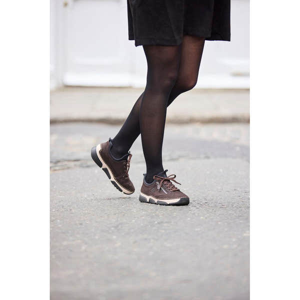 Rieker 45973-25 women's black elasticated shoes, lifestyle view 3 of 16.