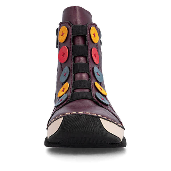 Rieker 45977-30 women's multi zip & lace ankle boots, front view.