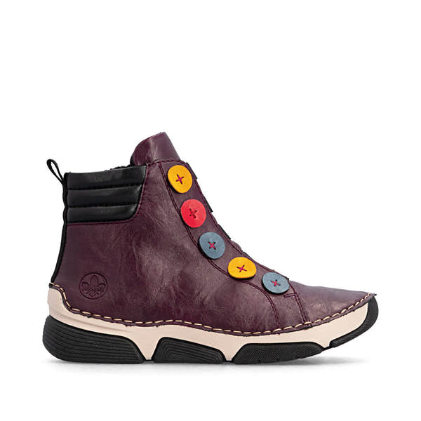 Rieker 45977-30 women's multi zip & lace ankle boots, opposite side view.